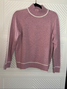 J. Jill Pink Mock Neck Sweater with Cream Trim